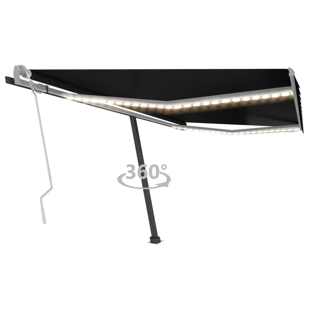 Gelenkarmmarkise Einziehbar mit LED 450x300 cm Anthrazit