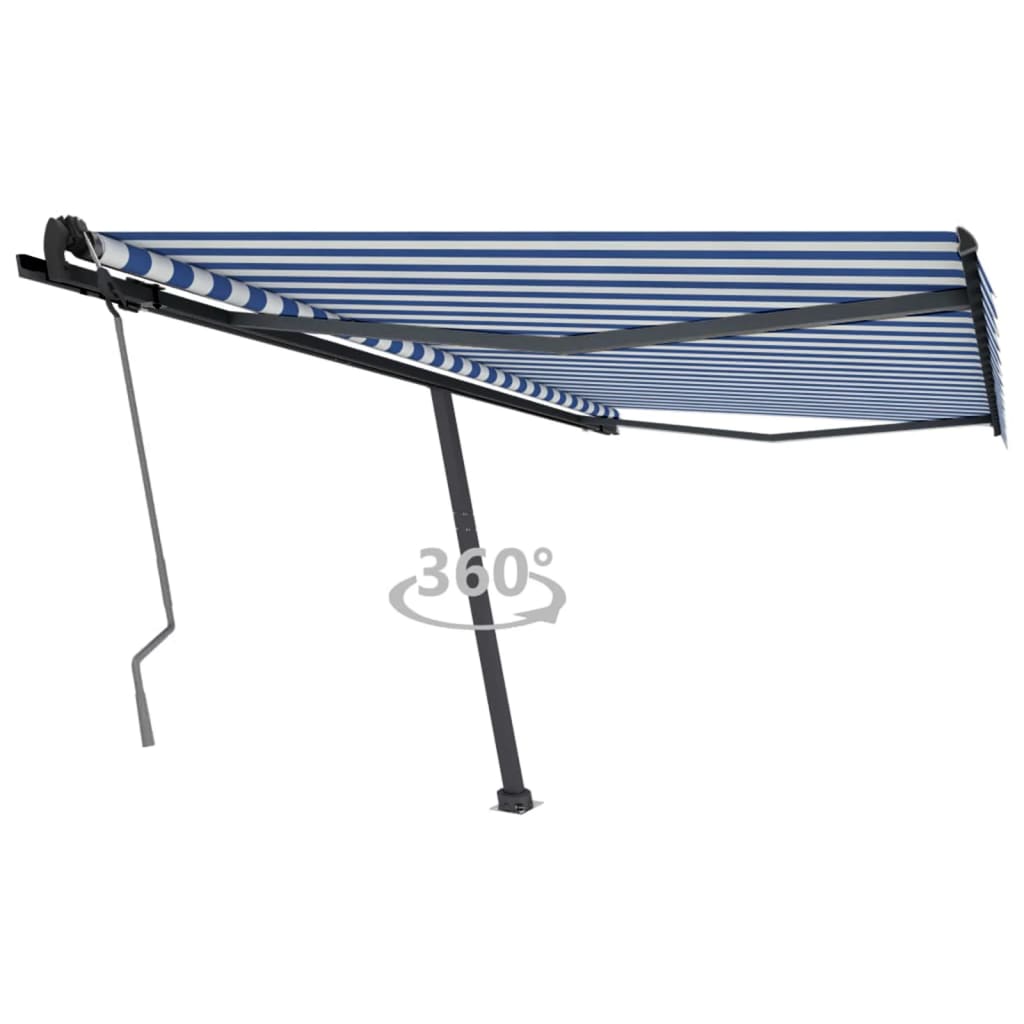 Standmarkise Einziehbar Handbetrieben 400x350 cm Blau/Weiß