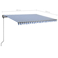 Thumbnail for Standmarkise Einziehbar Handbetrieben 400x350 cm Blau/Weiß