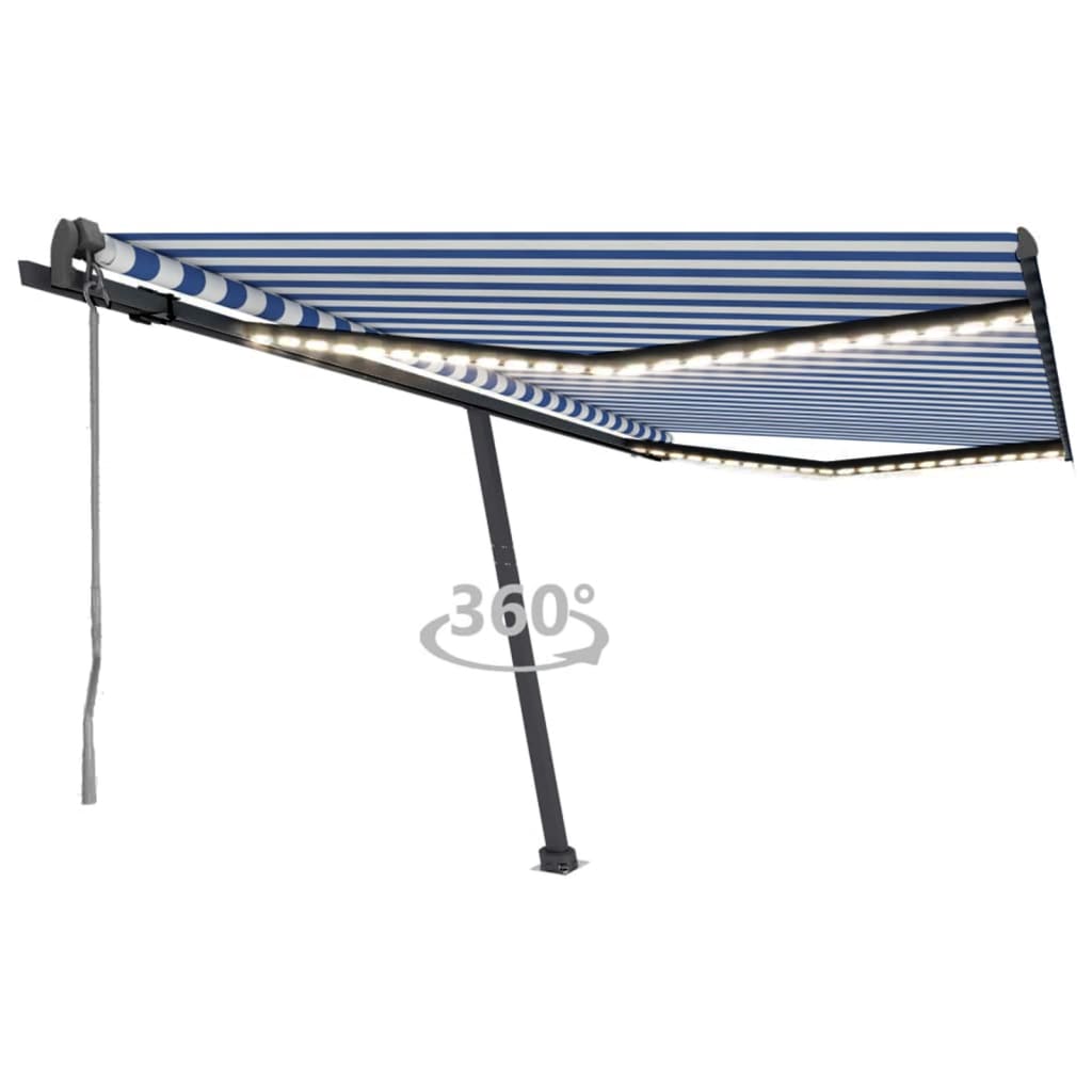 Automatische Markise mit LED & Windsensor 450x350 Blau und Weiß