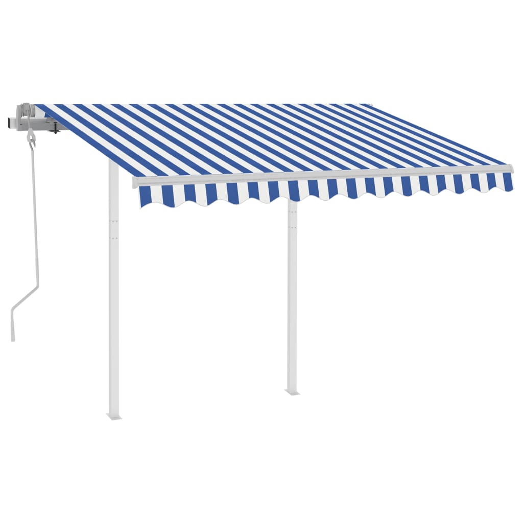 Gelenkarmmarkise Einziehbar mit Pfosten 3x2,5 m Blau und Weiß