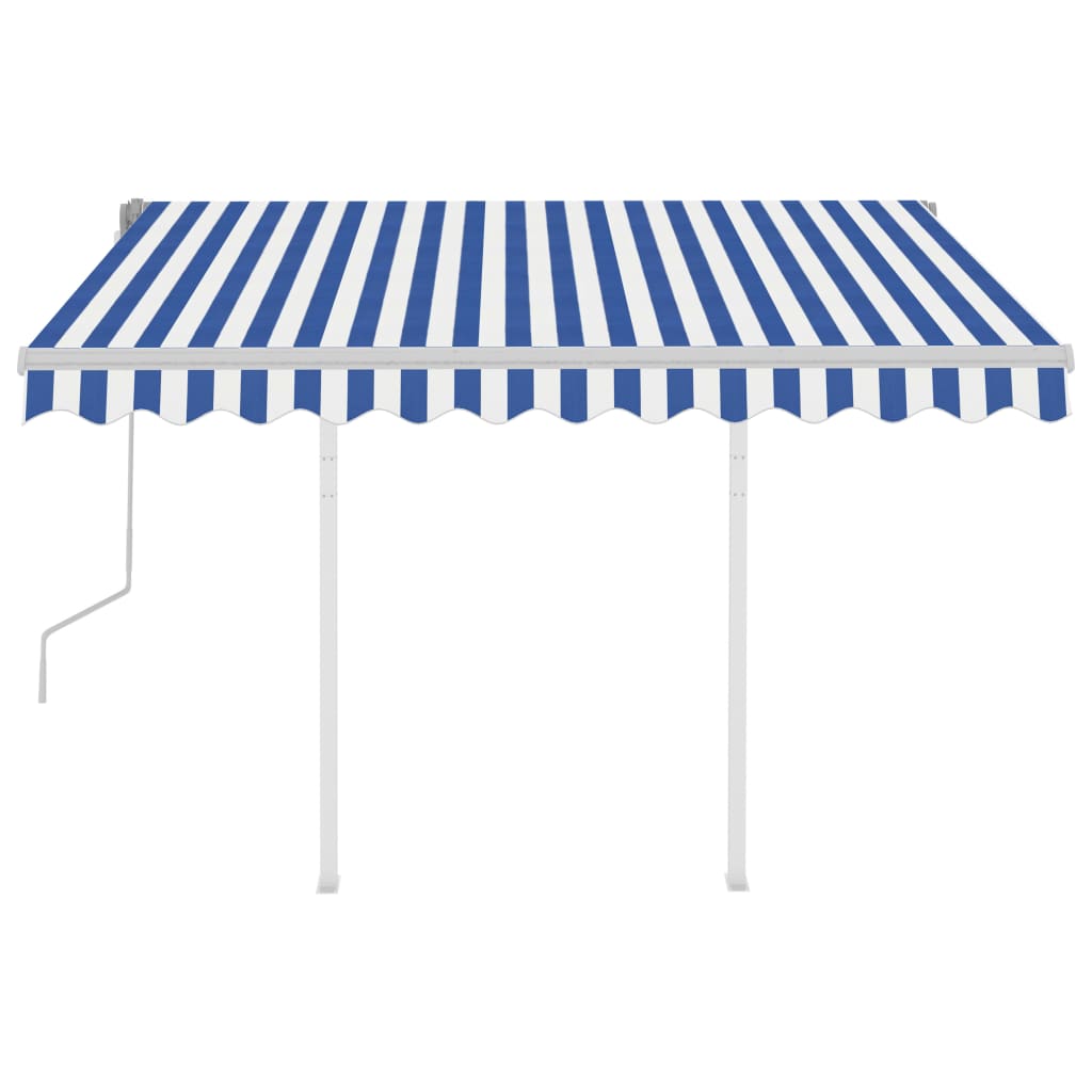 Gelenkarmmarkise Einziehbar mit Pfosten 3x2,5 m Blau und Weiß
