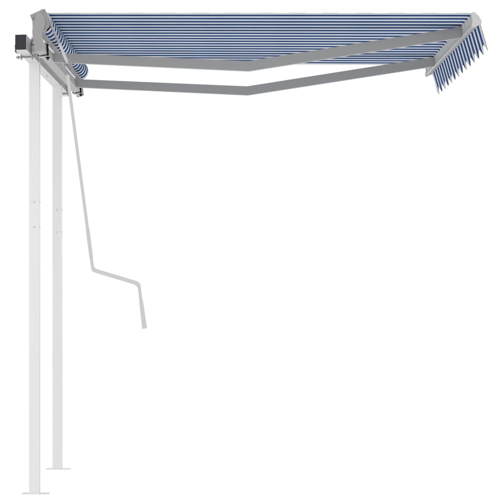 Gelenkarmmarkise Einziehbar mit Pfosten 3x2,5 m Blau und Weiß