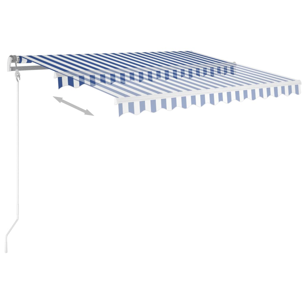 Gelenkarmmarkise Einziehbar mit Pfosten 3x2,5 m Blau und Weiß