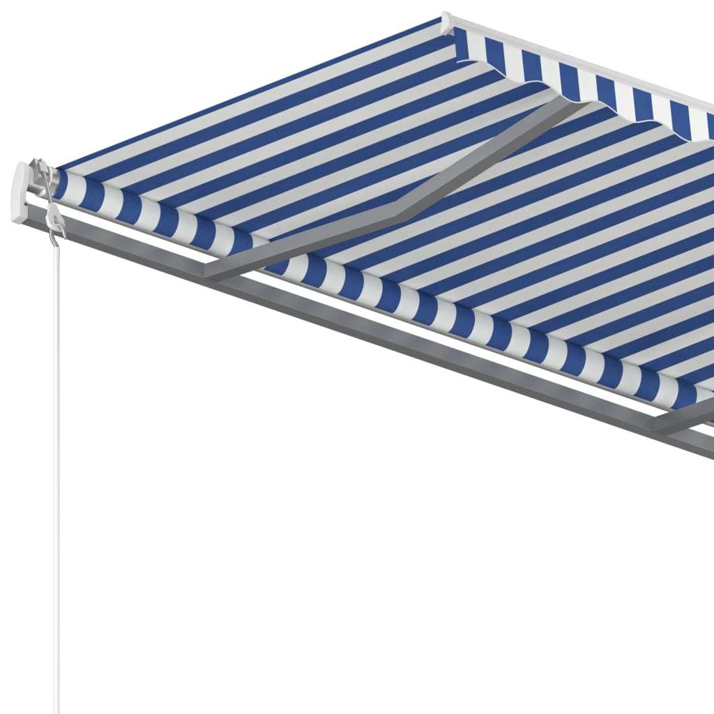 Gelenkarmmarkise Einziehbar mit Pfosten 3x2,5 m Blau und Weiß