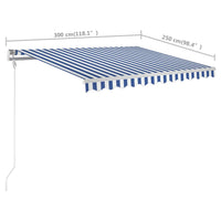 Thumbnail for Gelenkarmmarkise Einziehbar mit Pfosten 3x2,5 m Blau und Weiß