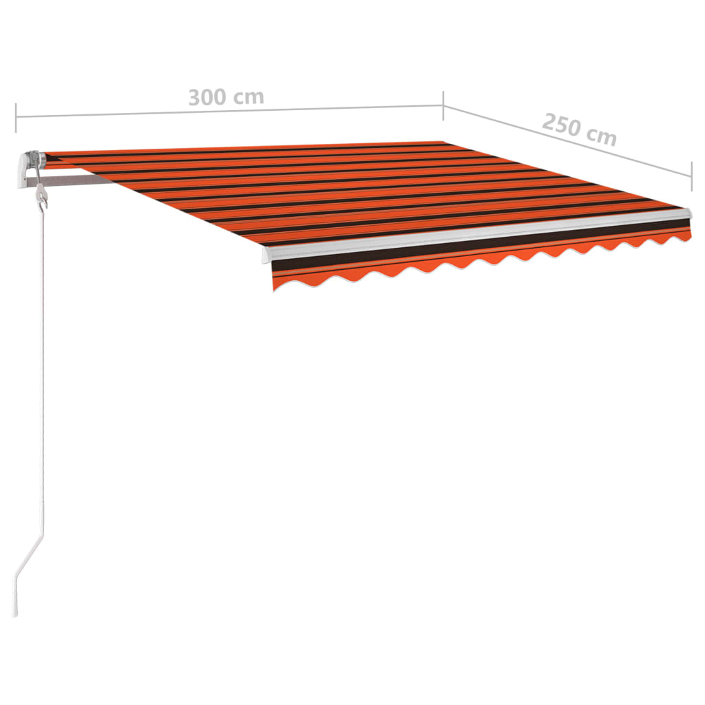Gelenkarmmarkise Einziehbar mit Pfosten 3x2,5 m Orange Braun