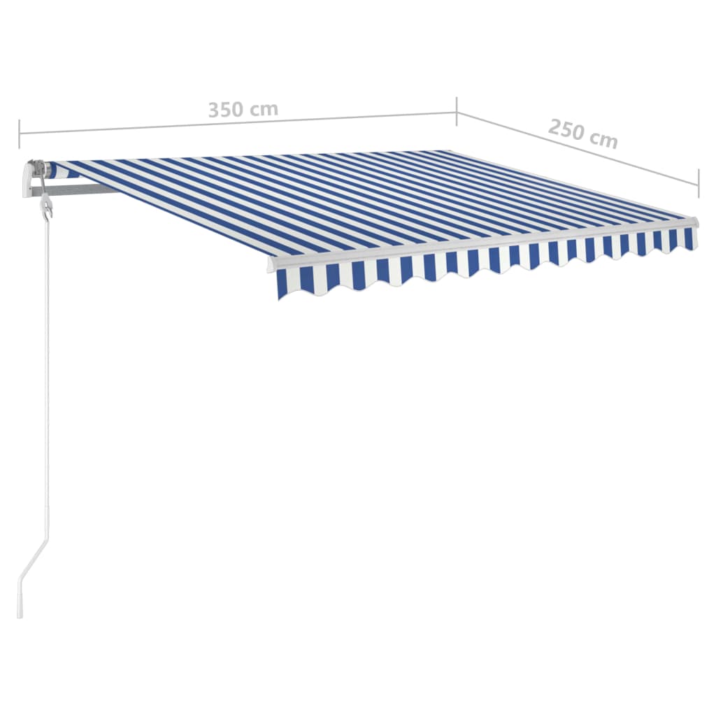 Gelenkarmmarkise Einziehbar mit Pfosten 3,5x2,5 m Blau und Weiß