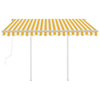 Thumbnail for Gelenkarmmarkise Automatisch mit Pfosten 3,5x2,5 m Gelb Weiß
