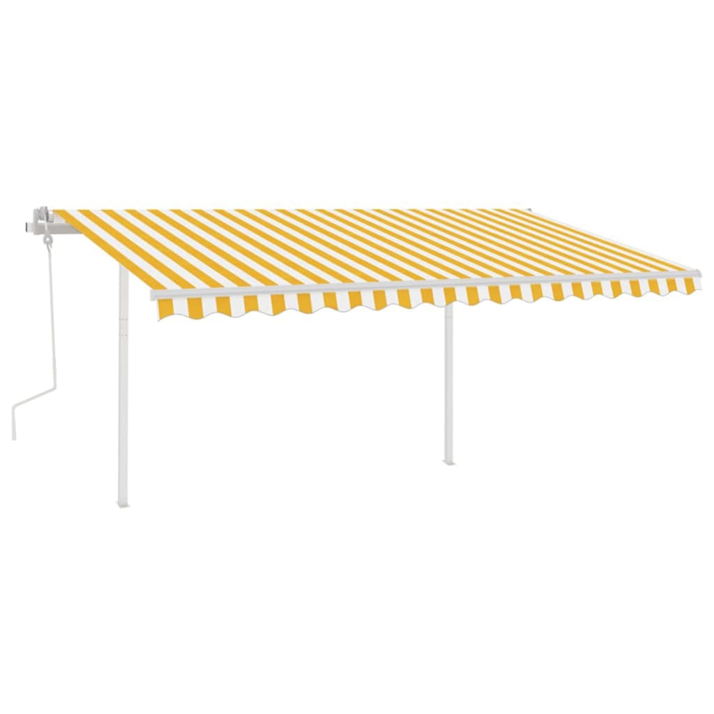 Gelenkarmmarkise Einziehbar mit Pfosten 4x3 m Gelb und Weiß