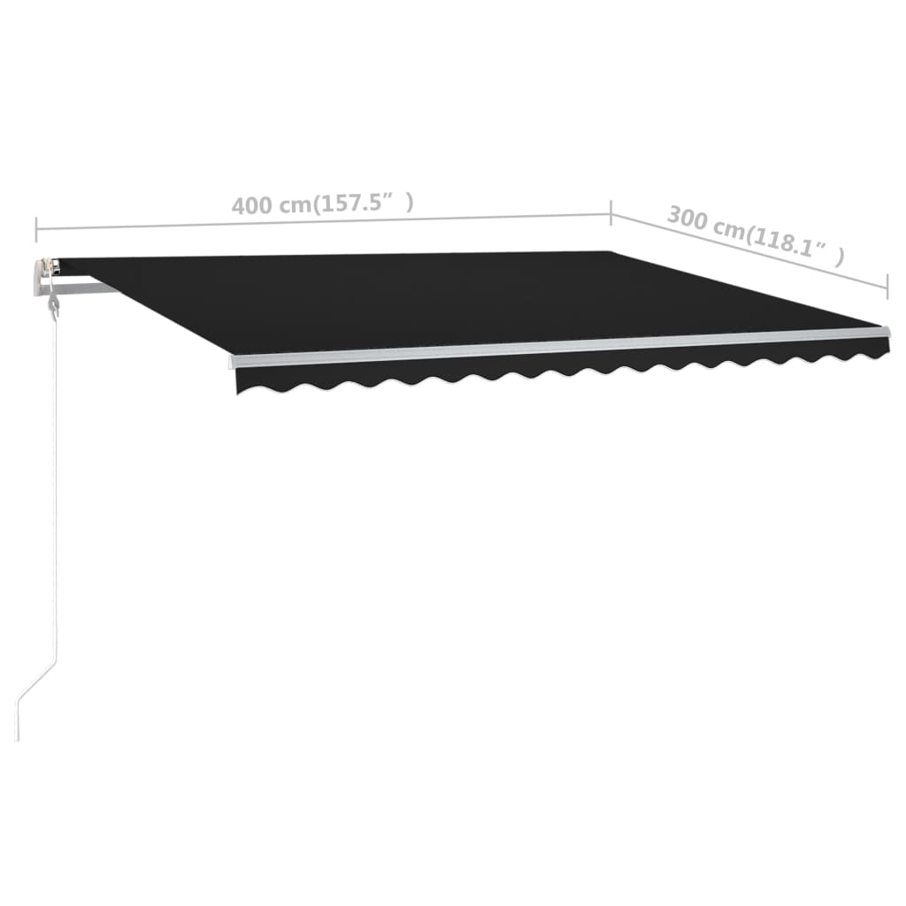 Gelenkarmmarkise Einziehbar mit Pfosten 4x3 m Anthrazit