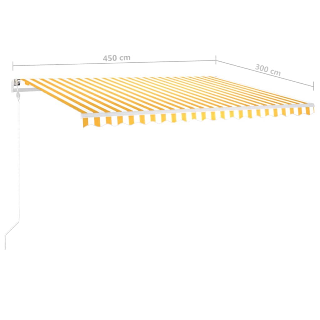 Gelenkarmmarkise Einziehbar mit Pfosten 4,5x3 m Gelb und Weiß