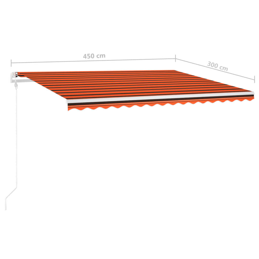 Gelenkarmmarkise Einziehbar mit Pfosten 4,5x3 m Orange und Braun
