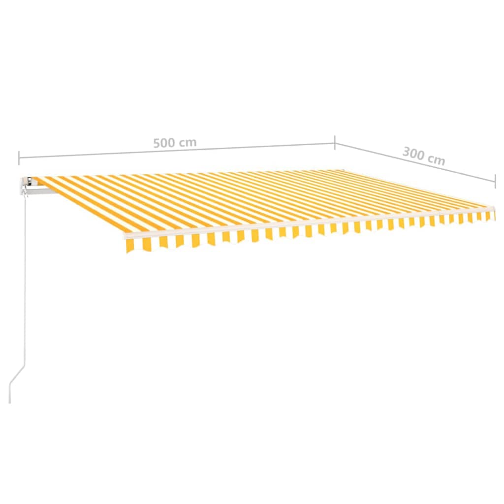 Gelenkarmmarkise Einziehbar mit Pfosten 5x3 m Gelb und Weiß