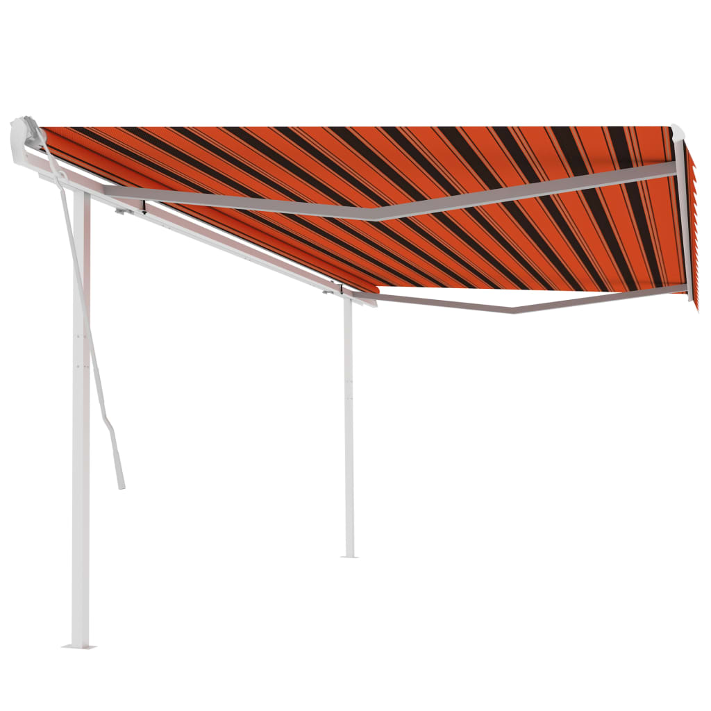 Gelenkarmmarkise Einziehbar mit Pfosten 5x3 m Orange und Braun