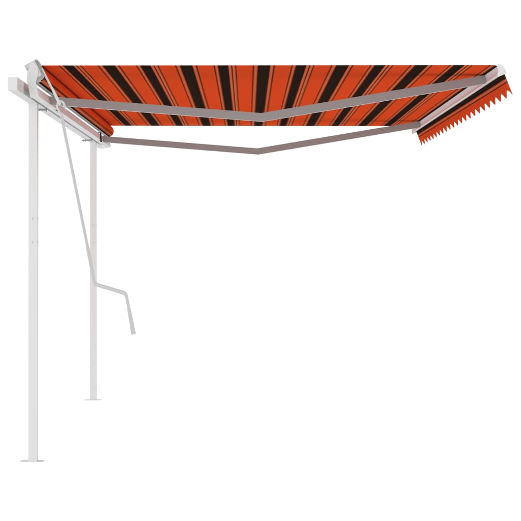 Gelenkarmmarkise Einziehbar mit Pfosten 5x3 m Orange und Braun