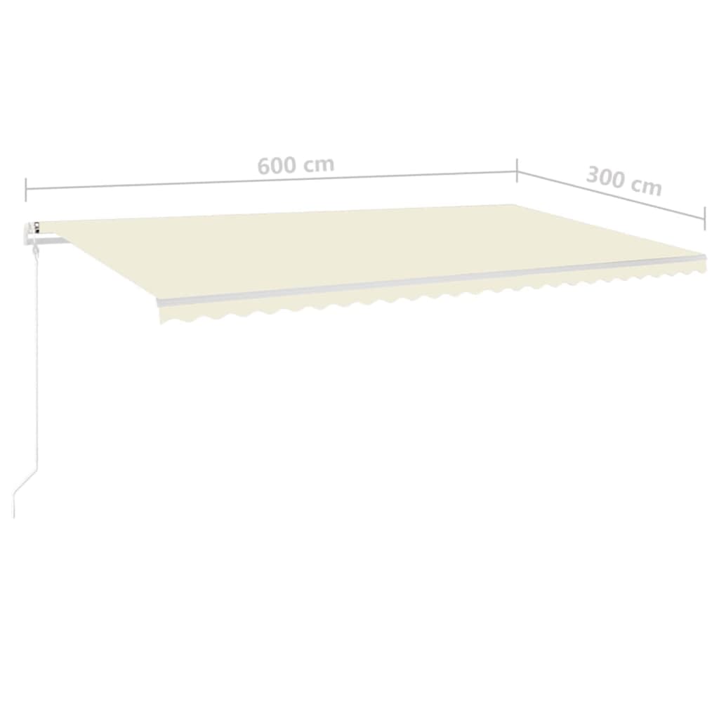 Gelenkarmmarkise Einziehbar mit Pfosten 6x3 m Cremeweiß
