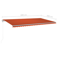 Thumbnail for Gelenkarmmarkise Einziehbar mit Pfosten 6x3 m Orange und Braun