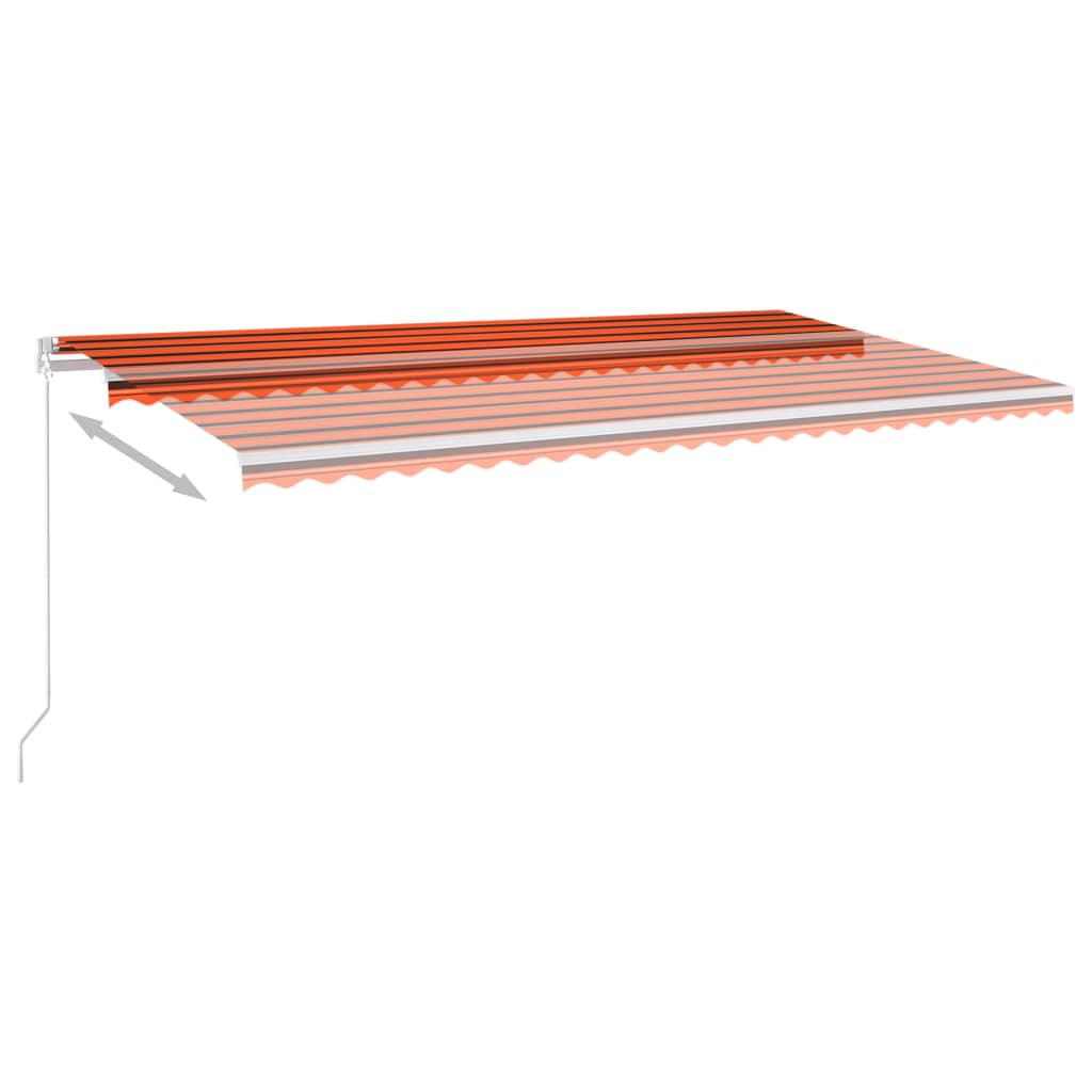 Gelenkarmmarkise Automatisch mit Pfosten 6x3 m Orange und Braun