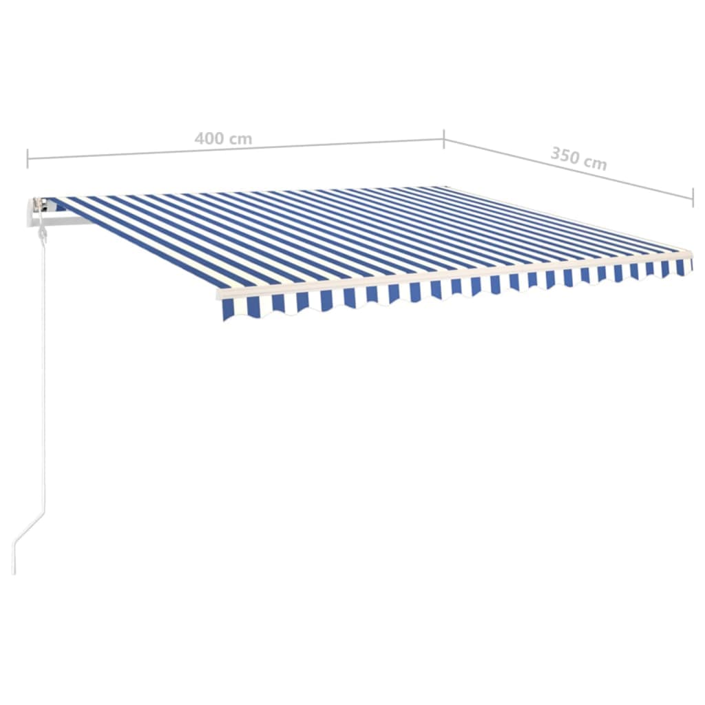 Gelenkarmmarkise Einziehbar mit Pfosten 4x3,5 m Blau und Weiß