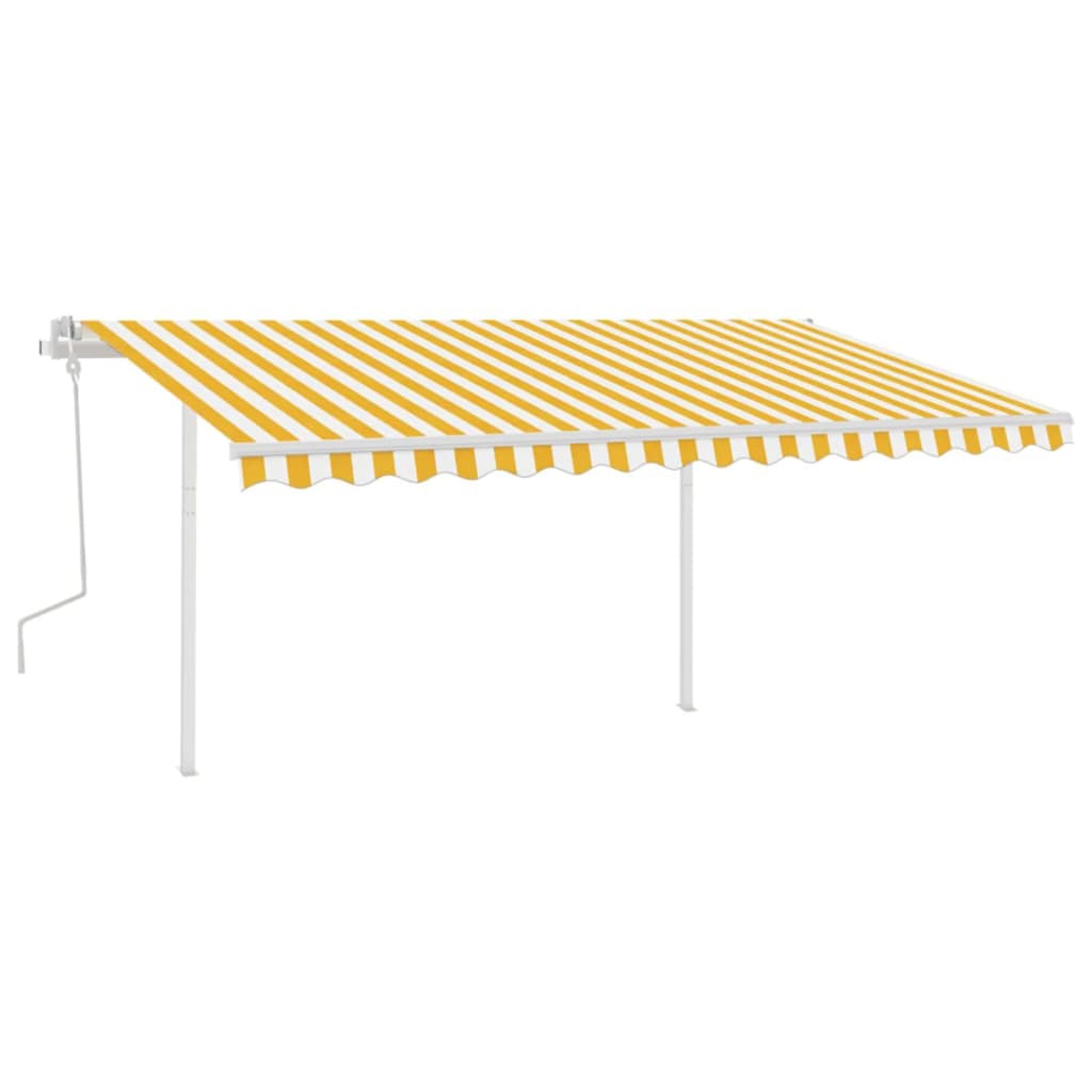 Gelenkarmmarkise Einziehbar mit Pfosten 4x3,5 m Gelb und Weiß
