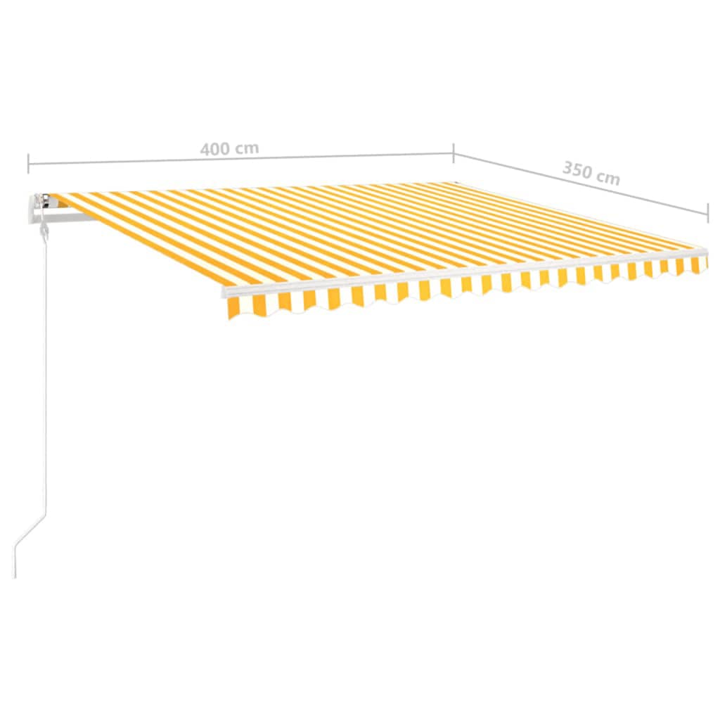 Gelenkarmmarkise Einziehbar mit Pfosten 4x3,5 m Gelb und Weiß