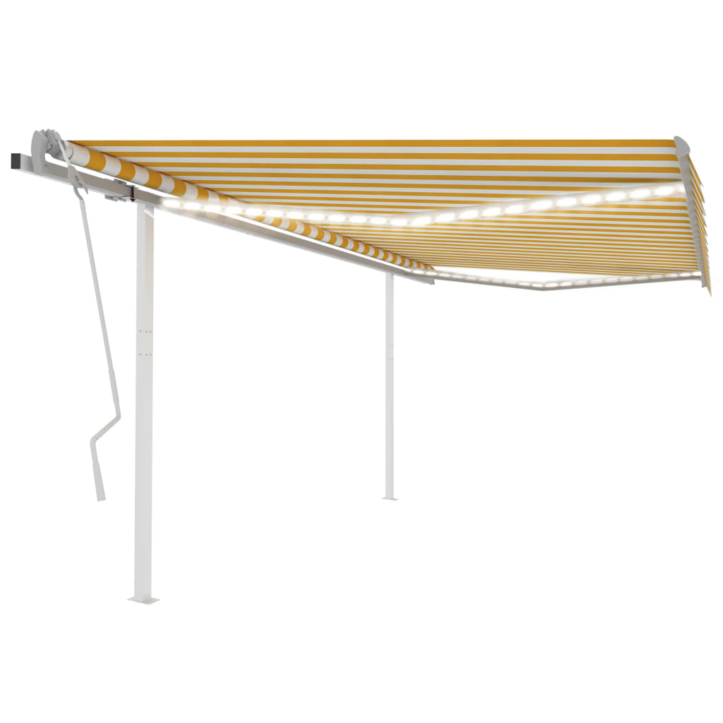 Gelenkarmmarkise Einziehbar mit LED 4x3,5 m Gelb und Weiß