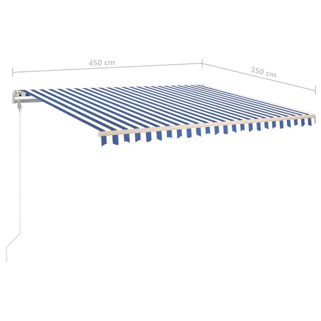Gelenkarmmarkise Einziehbar mit Pfosten 4,5x3,5 m Blau und Weiß