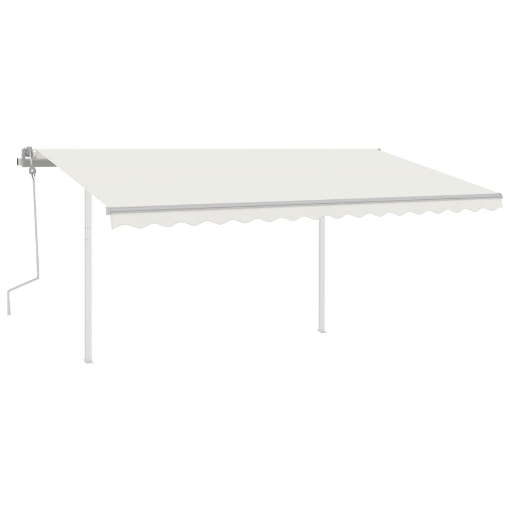 Gelenkarmmarkise Einziehbar mit Pfosten 4,5x3,5 m Cremeweiß