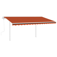 Thumbnail for Gelenkarmmarkise Einziehbar mit Pfosten 4,5x3,5 m Orange Braun