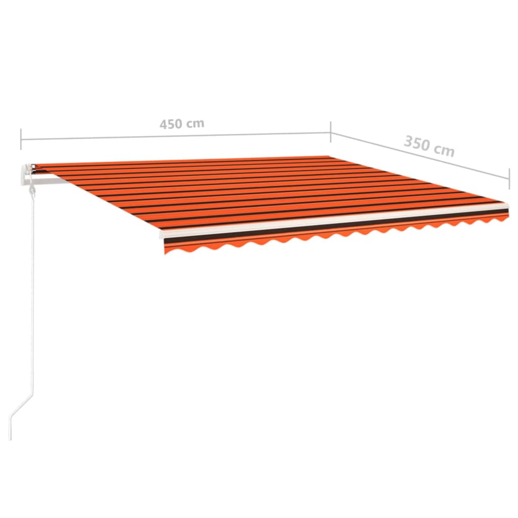 Gelenkarmmarkise Einziehbar mit Pfosten 4,5x3,5 m Orange Braun