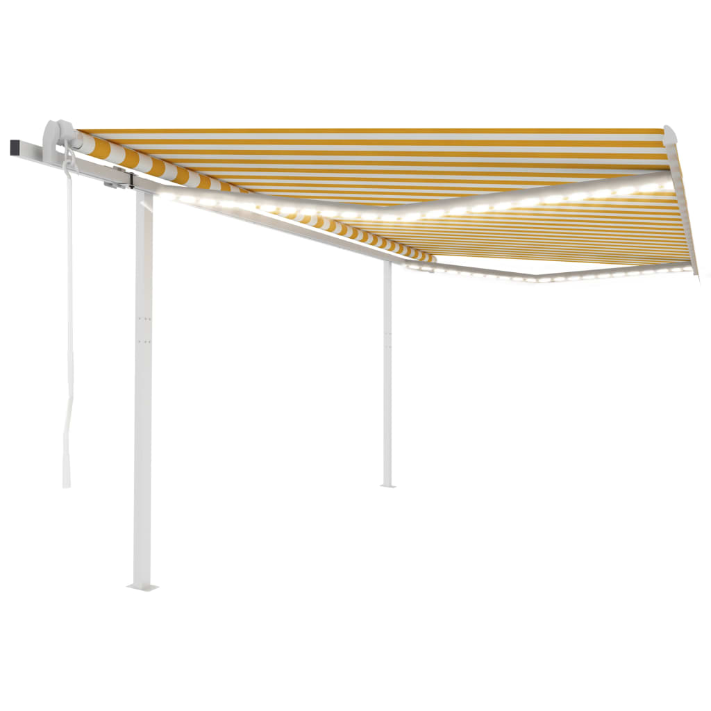 Automatische Markise mit LED & Windsensor 4,5x3,5 m Gelb Weiß