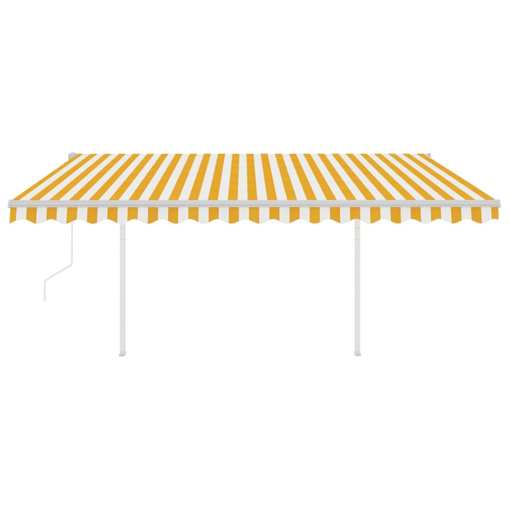 Automatische Markise mit LED & Windsensor 4,5x3,5 m Gelb Weiß