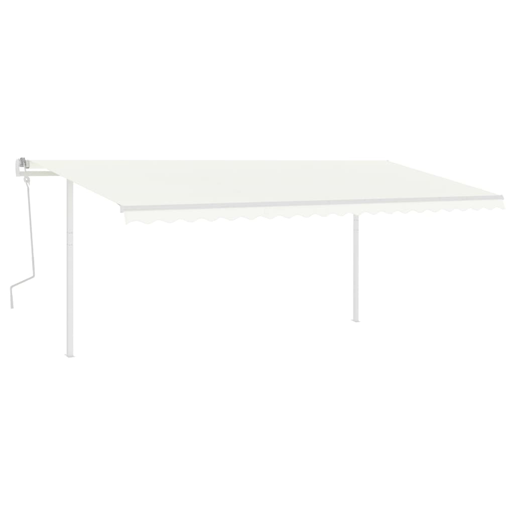 Gelenkarmmarkise Einziehbar mit Pfosten 5x3,5 m Cremeweiß