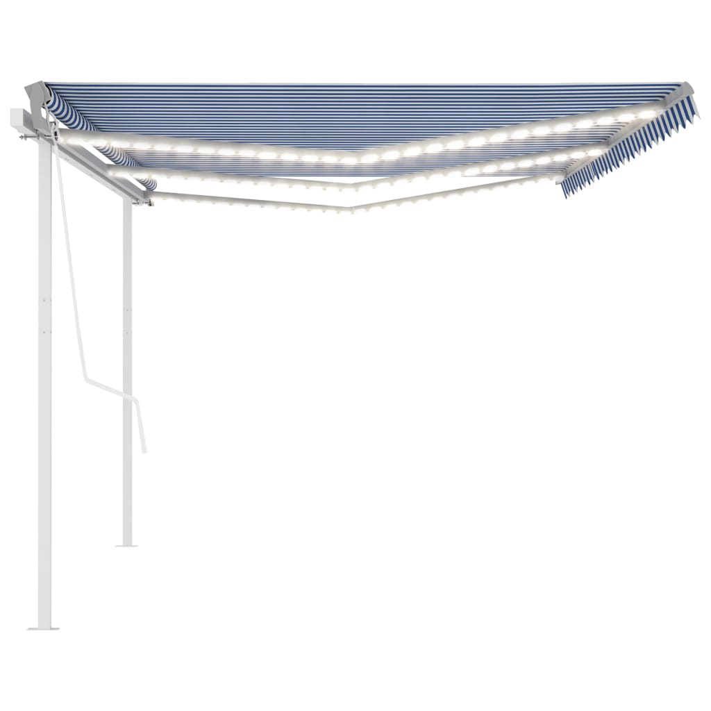 Gelenkarmmarkise Einziehbar mit LED 6x3,5 m Blau und Weiß