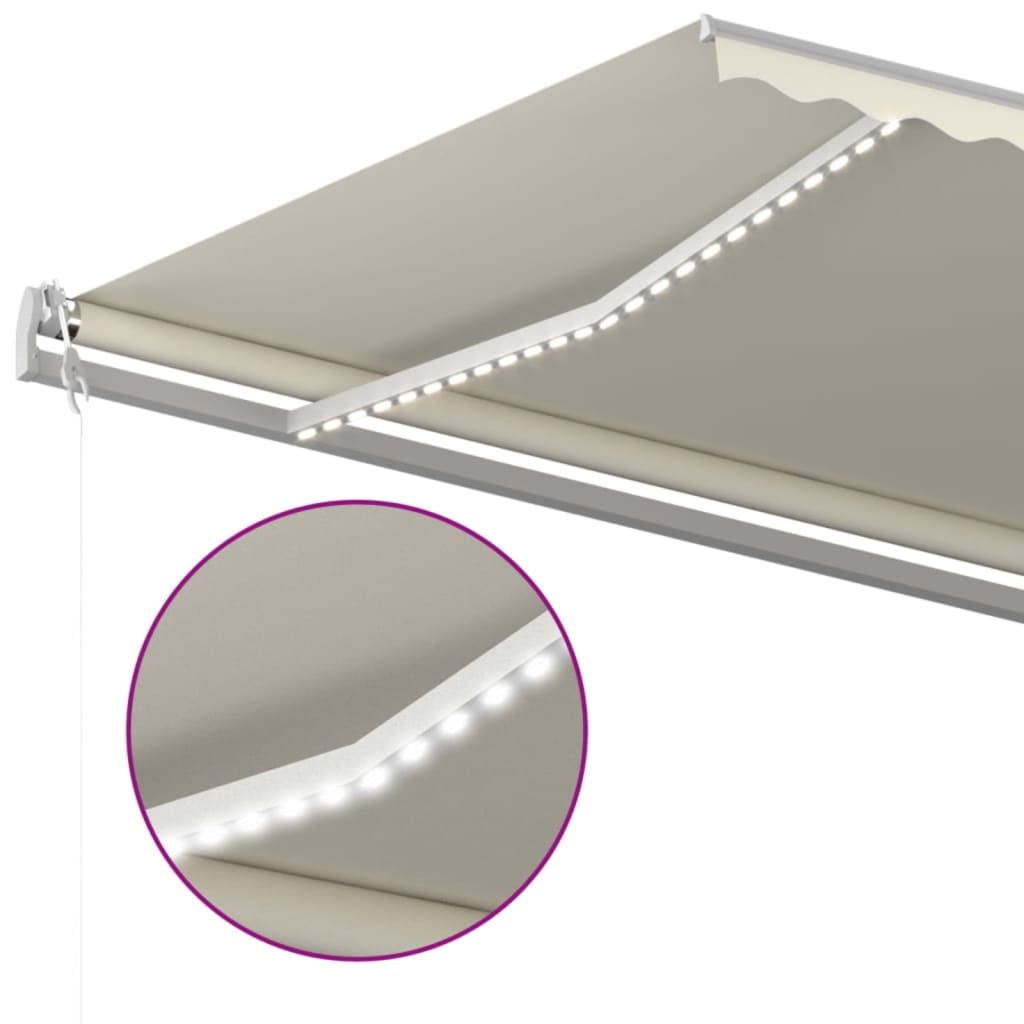 Gelenkarmmarkise Einziehbar mit LED 6x3,5 m Cremeweiß