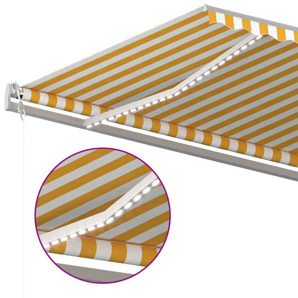 Gelenkarmmarkise Einziehbar mit LED 6x3,5 m Gelb & Weiß