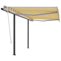 Thumbnail for Gelenkarmmarkise Einziehbar mit Pfosten 3x2,5 m Gelb und Weiß