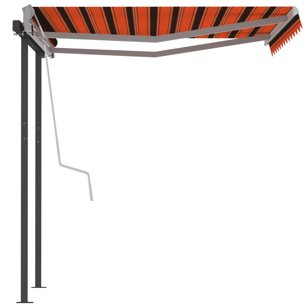 Gelenkarmmarkise Einziehbar mit Pfosten 3x2,5 m Orange Braun