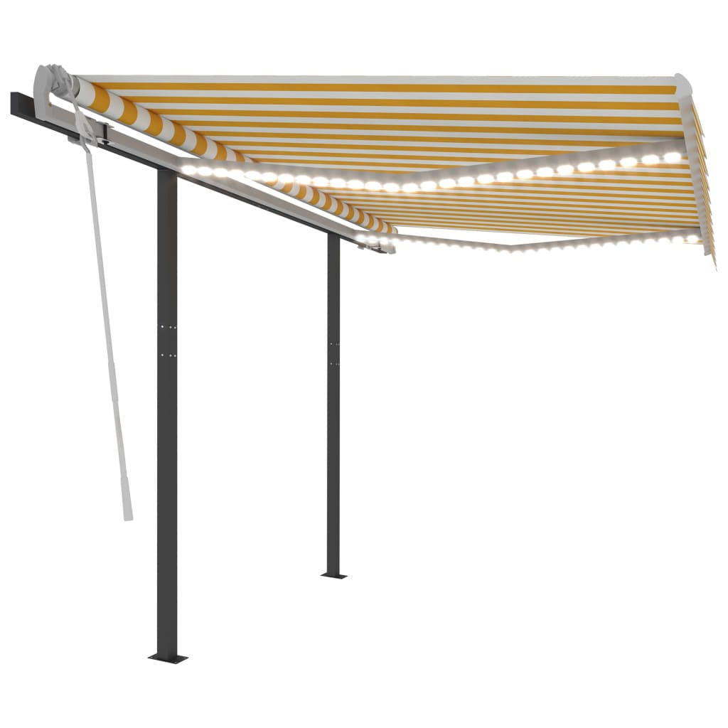 Gelenkarmmarkise Einziehbar mit LED 3x2,5 m Gelb und Weiß