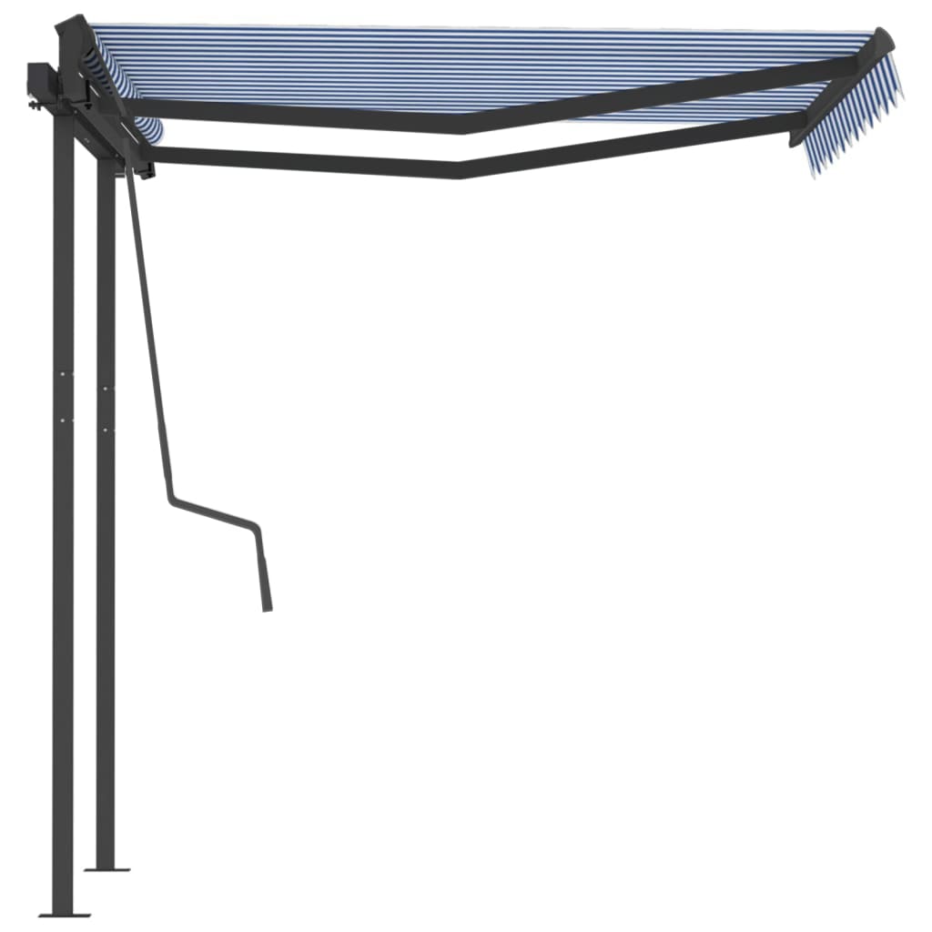 Gelenkarmmarkise Automatisch mit Pfosten 3x2,5 m Blau und Weiß