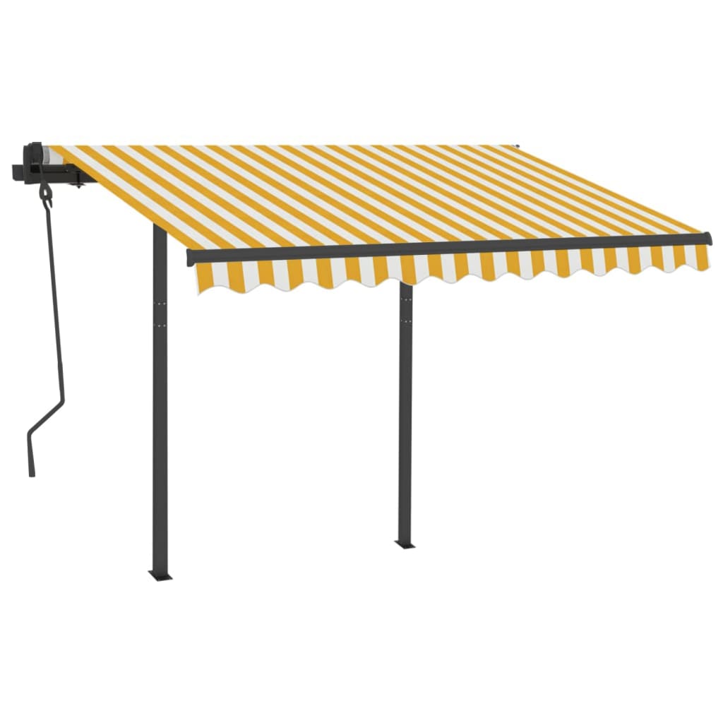 Gelenkarmmarkise Automatisch mit Pfosten 3x2,5 m Gelb und Weiß