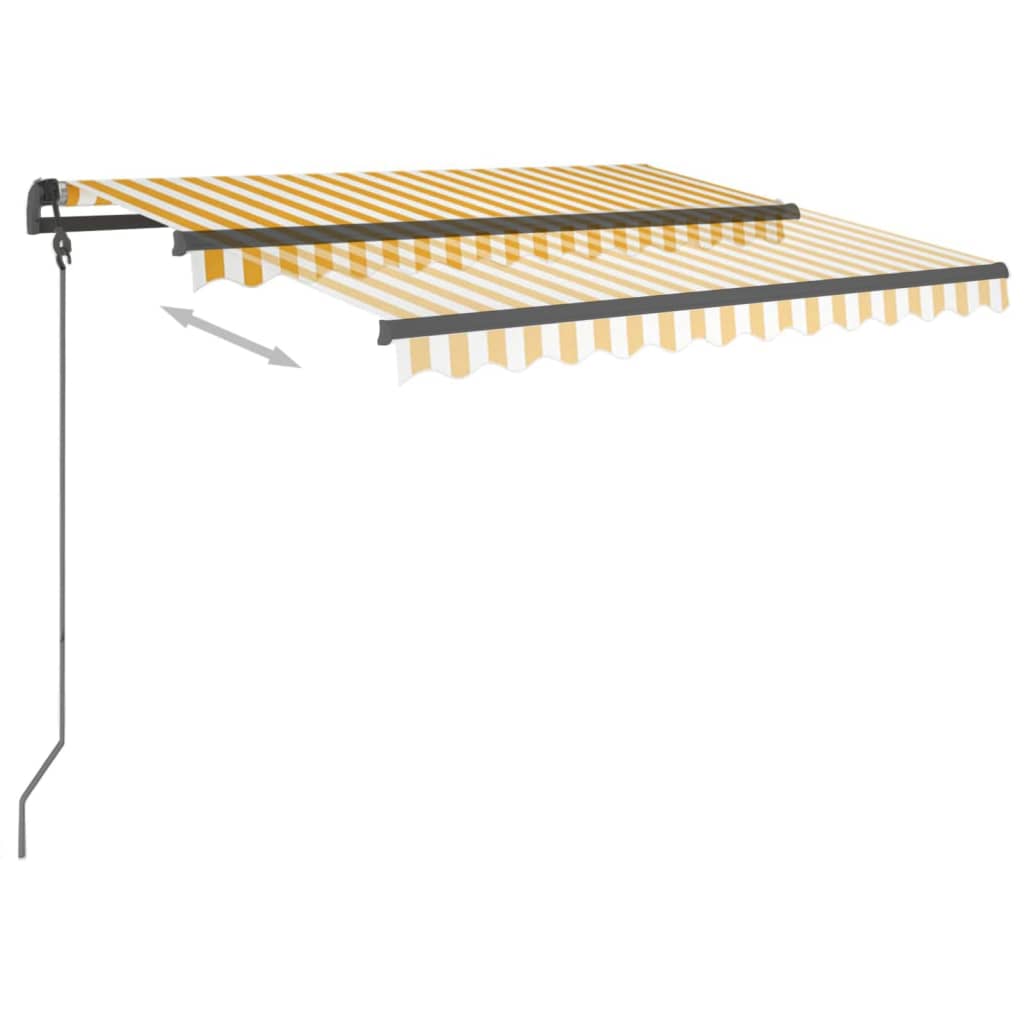 Gelenkarmmarkise Automatisch mit Pfosten 3x2,5 m Gelb und Weiß