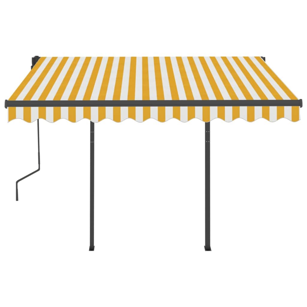 Gelenkarmmarkise Automatisch mit Pfosten 3x2,5 m Gelb und Weiß