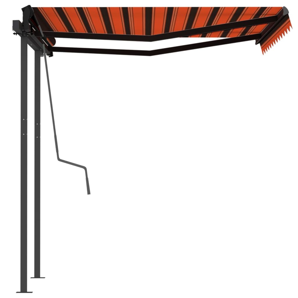 Gelenkarmmarkise Automatisch mit Pfosten 3x2,5 m Orange Braun