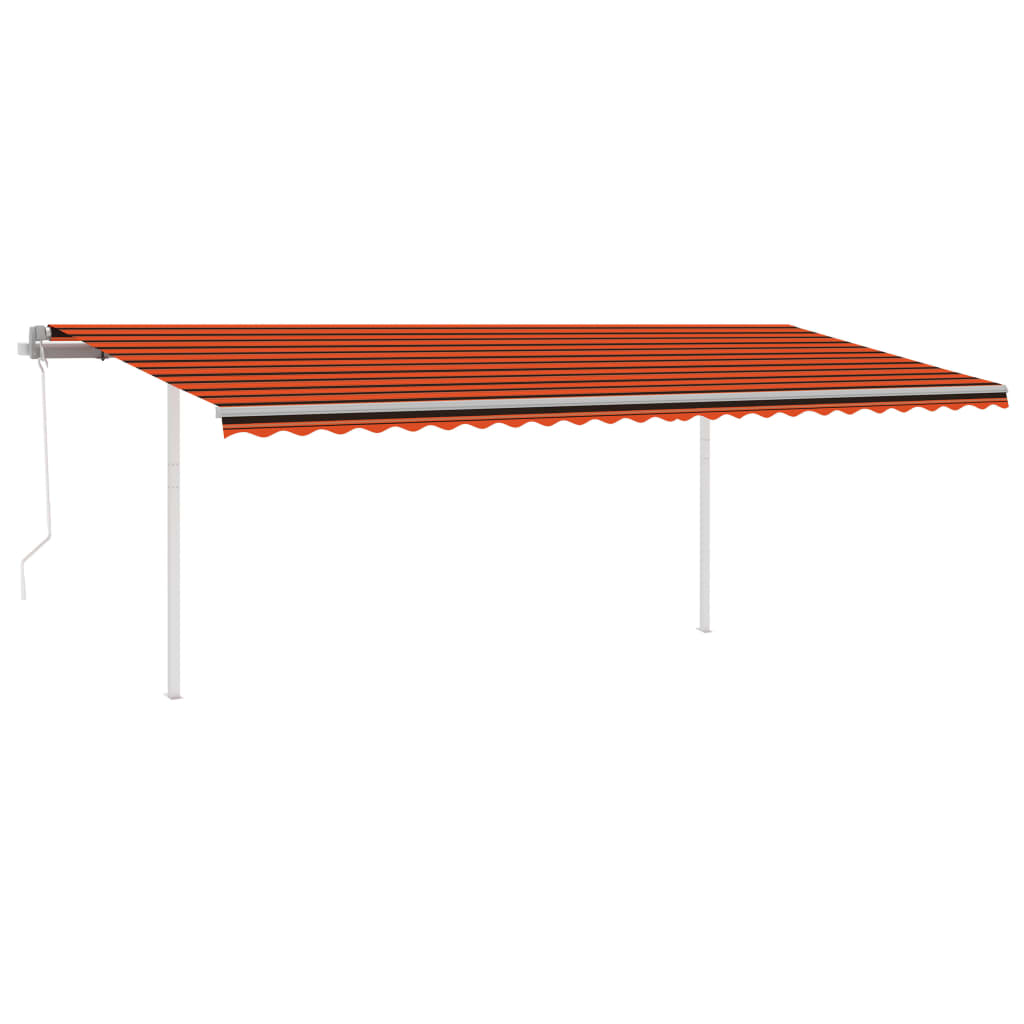 Gelenkarmmarkise Einziehbar mit Pfosten 3,5x2,5 m Orange Braun