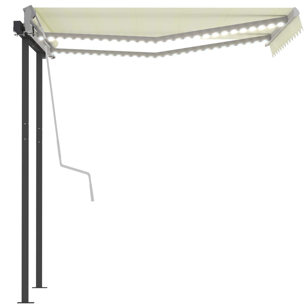 Gelenkarmmarkise Einziehbar mit LED 3,5x2,5 m Cremeweiß