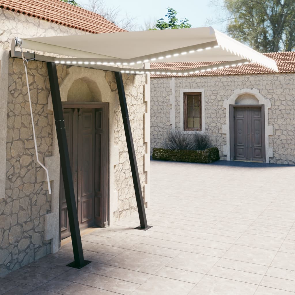 Gelenkarmmarkise Einziehbar mit LED 3,5x2,5 m Cremeweiß