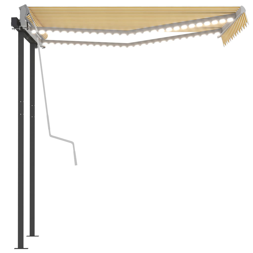 Gelenkarmmarkise Einziehbar mit LED 3,5x2,5 m Gelb und Weiß