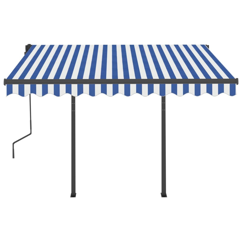 Gelenkarmmarkise Automatisch mit Pfosten 3,5x2,5 m Blau Weiß